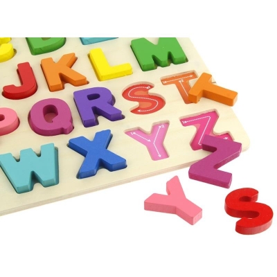 Klocki Alfabet Puzzle Drewniane Układanka Literki-29989