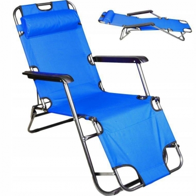 Leżak Ogrodowy Składany Fotel Plażowy Poduszka Mix-30968